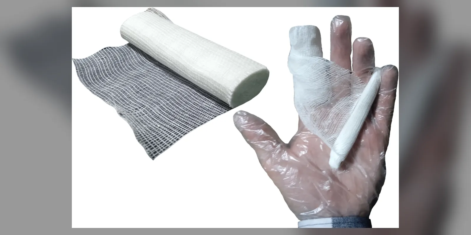 Modern gauze bandage: Small sizes, individually packaged to ensure sterility.