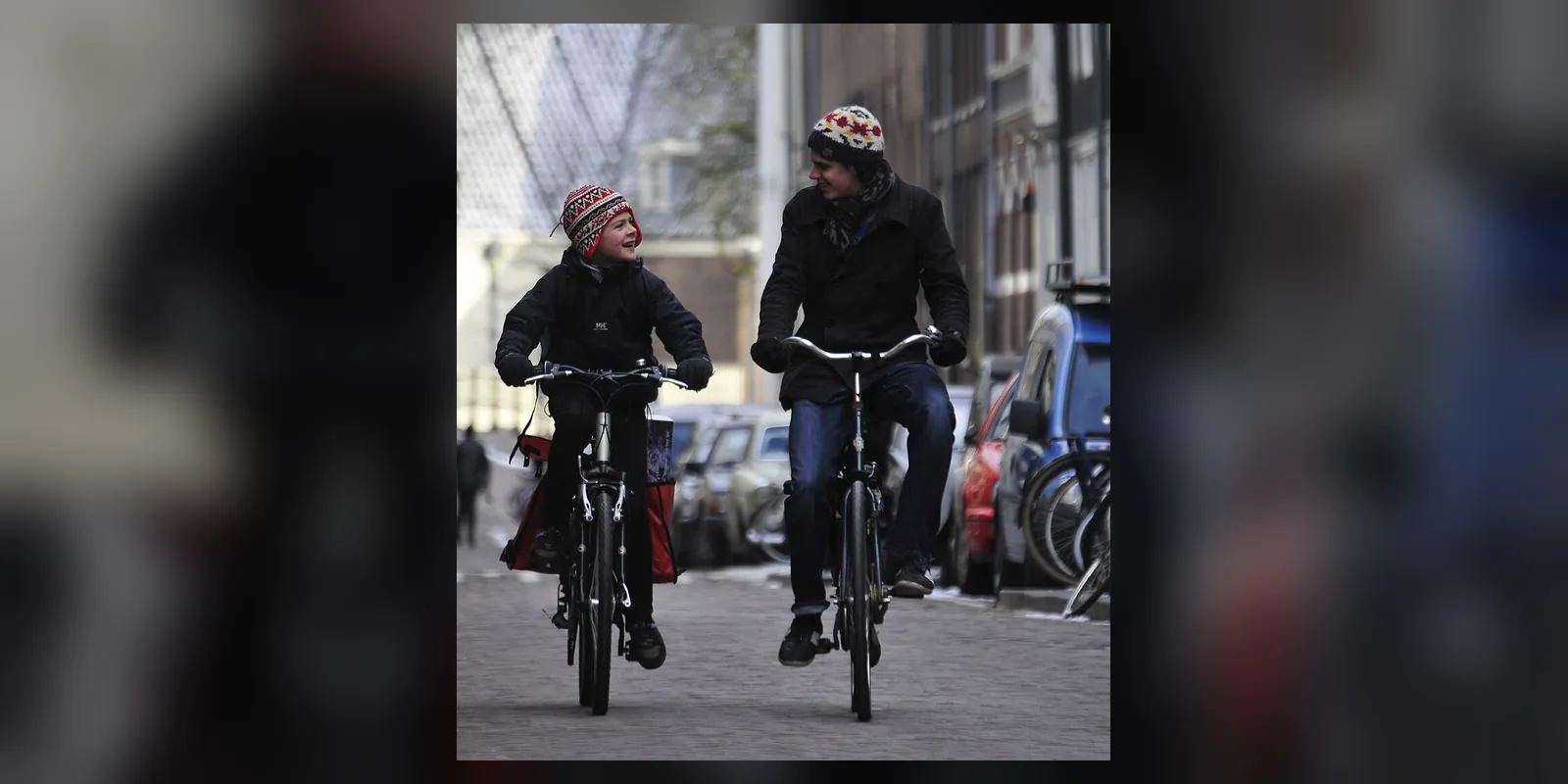 Two brothers cycling.