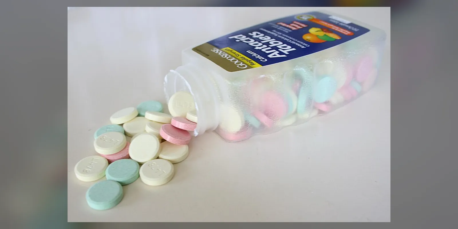 Bottle of Antacid tablets